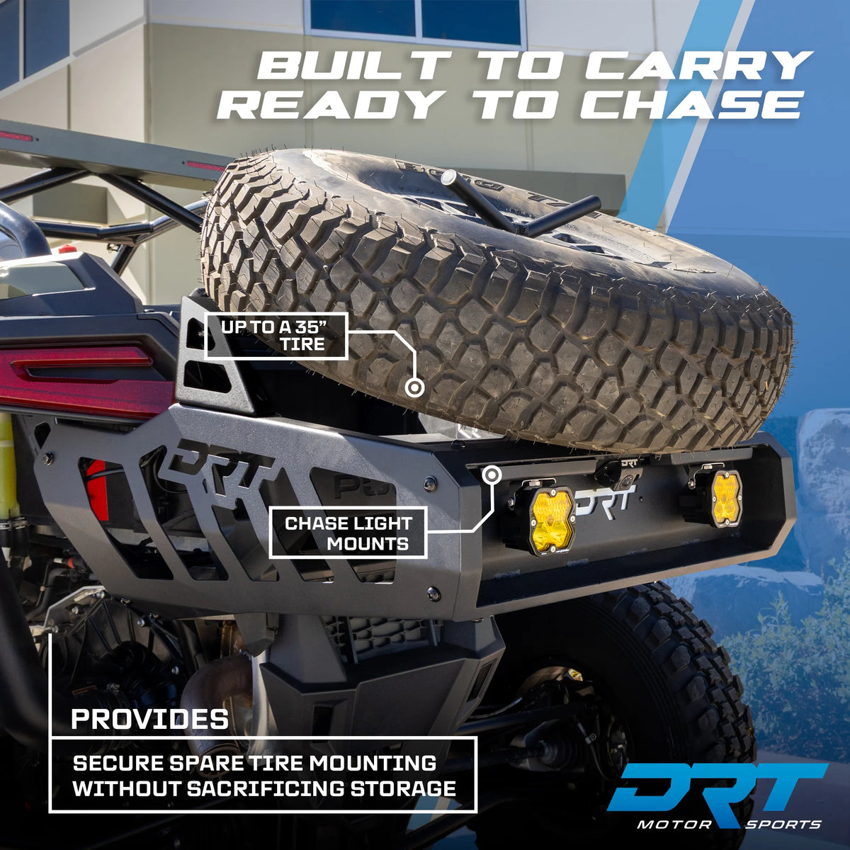 Desert Runner Fixed Tire Carrier For Polaris Pro XP, Turbo R, Pro S DRT