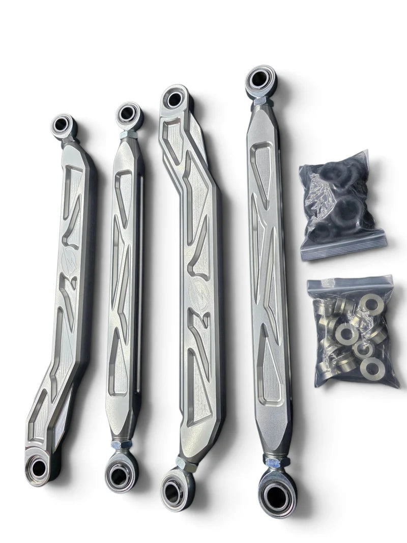 2026+ CFMoto ZForce Z10 Race Series High Clearance Billet Radius Rods, Anodized Clear