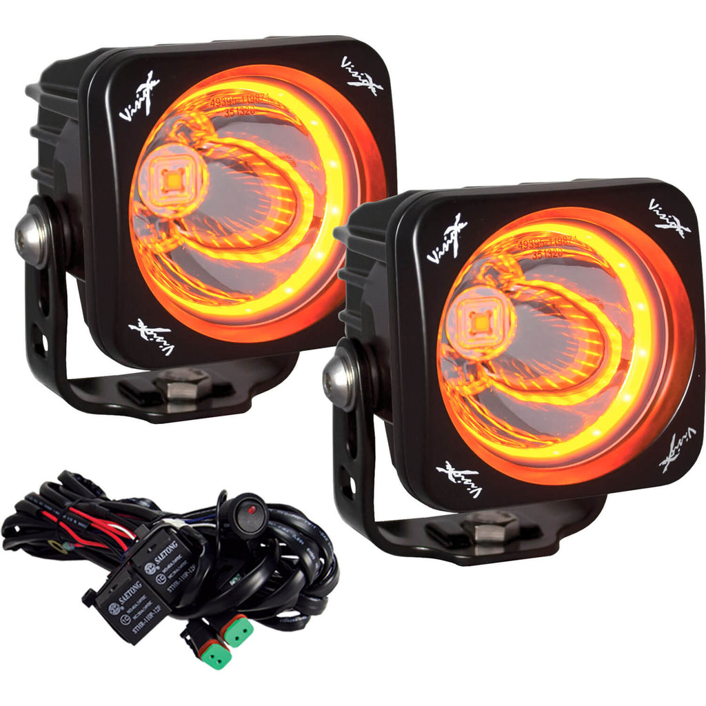 3" Optimus Square 15º Beam with Amber Halo LED Light Kit