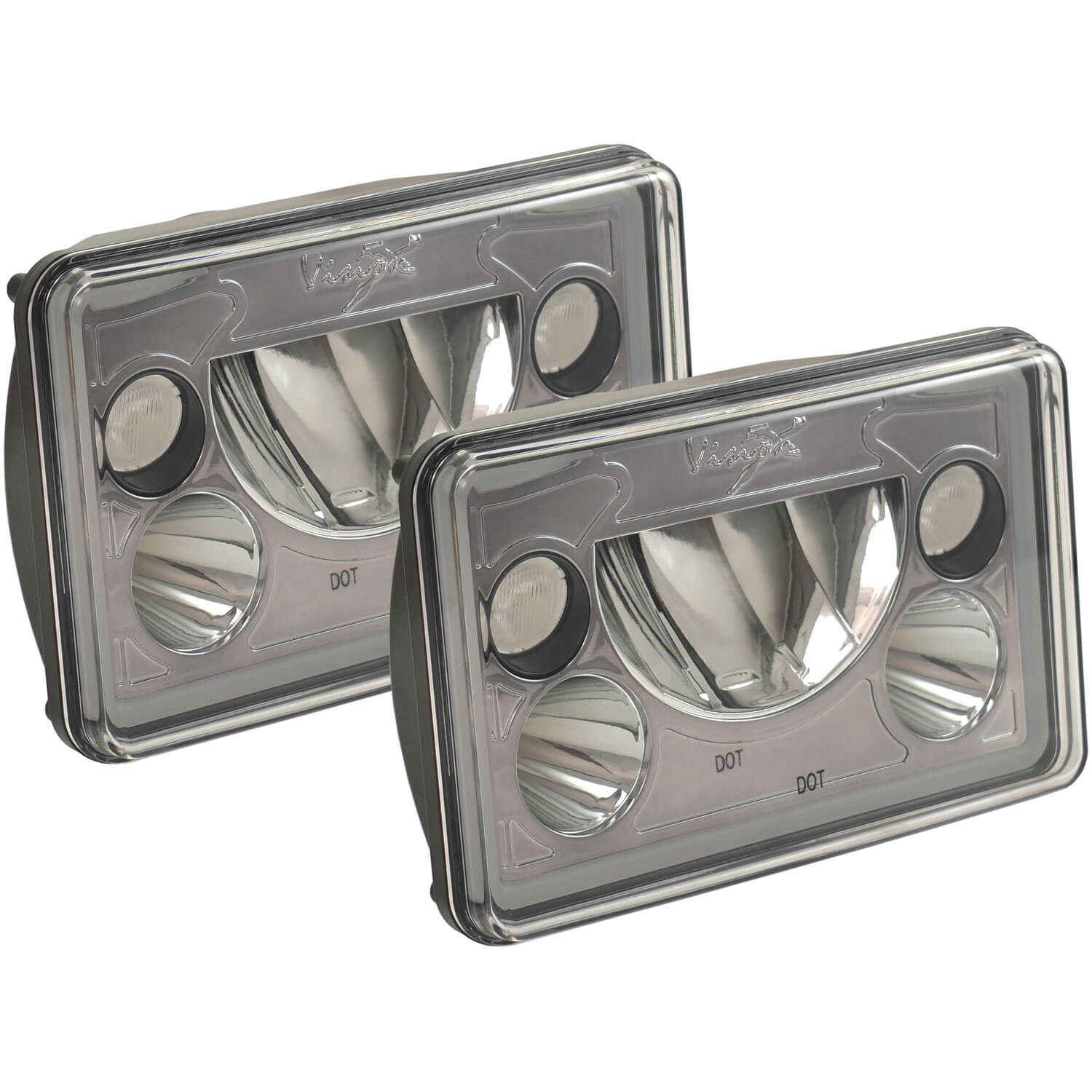 4x6" VX Series LED Headlight Kit - Black Chrome | Amber Halo