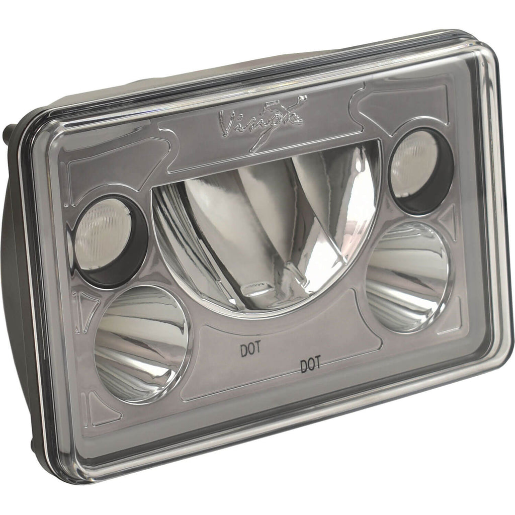 Single 4x6 Rectangle VX Black Chrome LED Headlight (with Low-High-Halo)