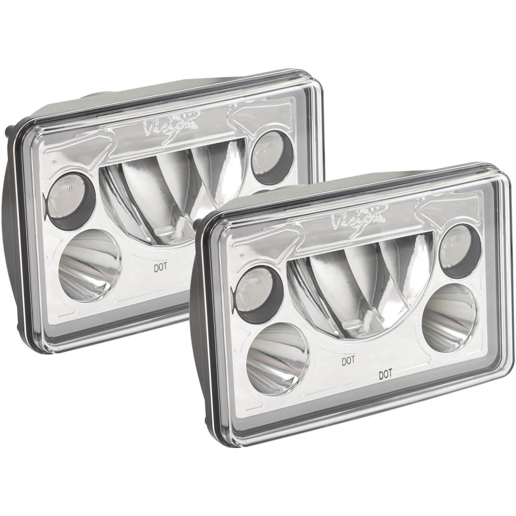 4x6" VX Series LED Headlight Kit - Chrome | White Halo