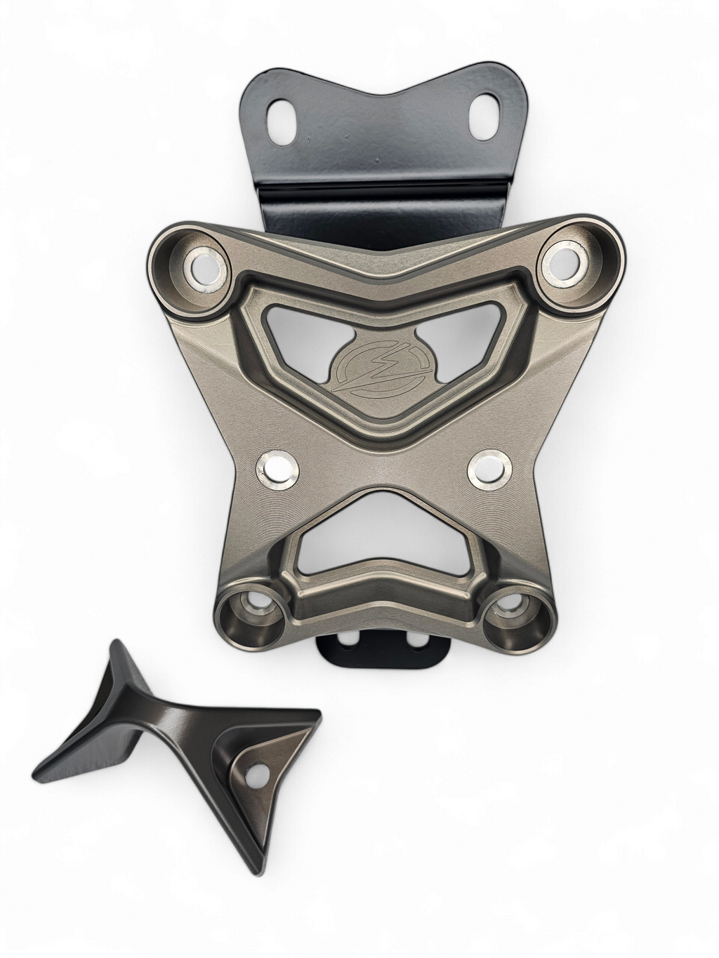 2022 to Current Can Am X3 10 Bolt Radius Rod Plate with Pull Hook (Grey Metal) image 3