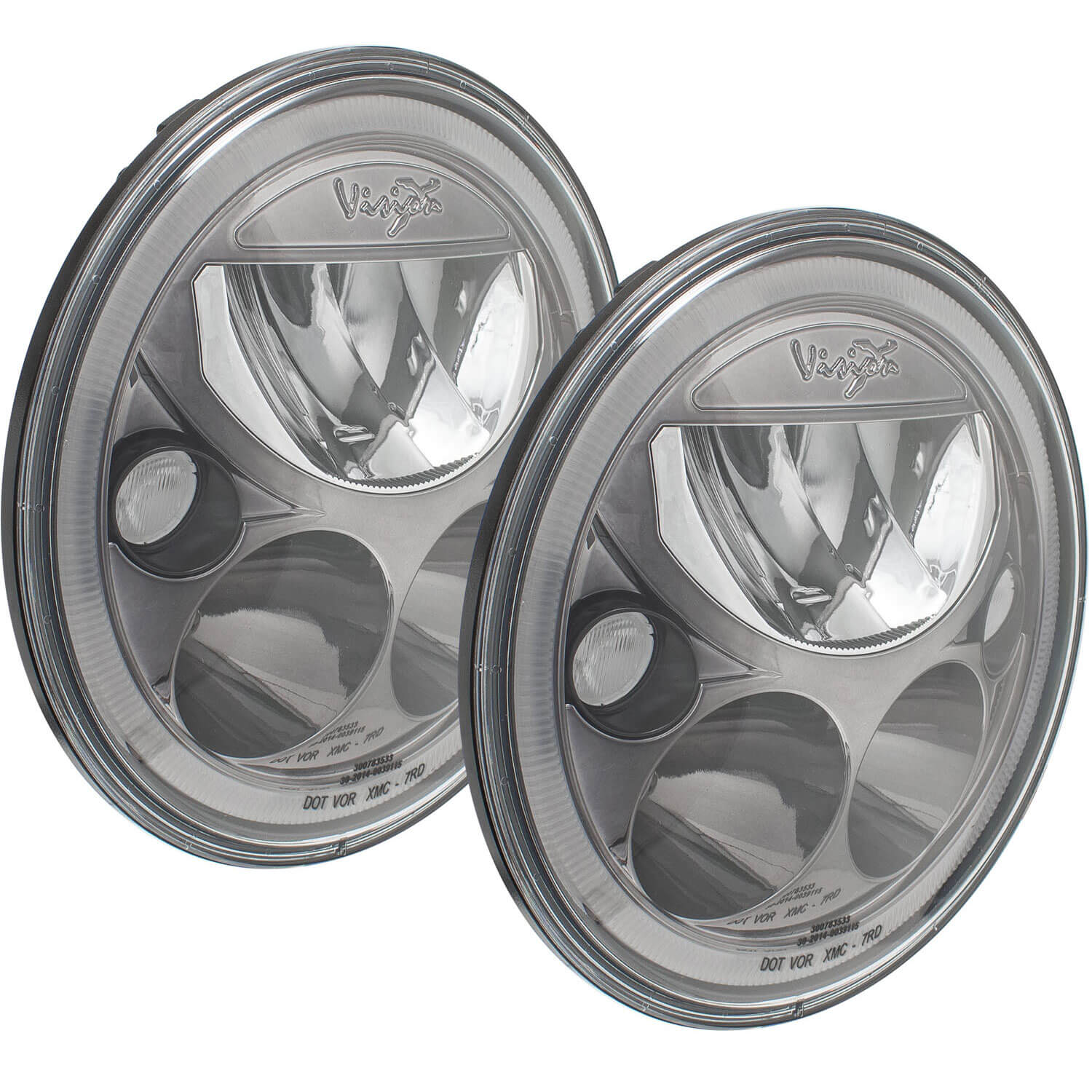7" VX Series LED Headlight Kit - Black Chrome | Amber Halo