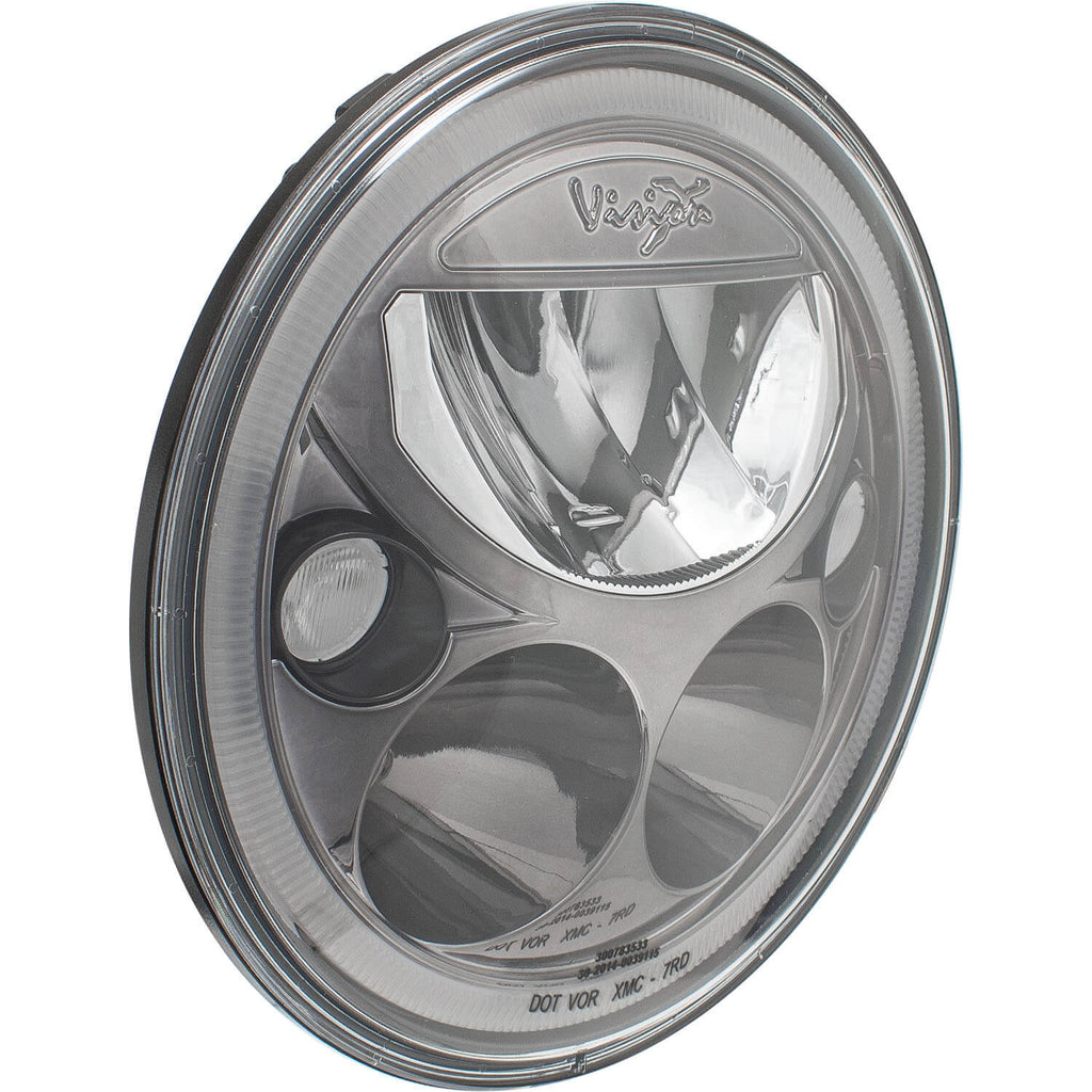 Single 7" Round  Black Chrome Amber Halo VX Headlight (with Low-High-Halo)