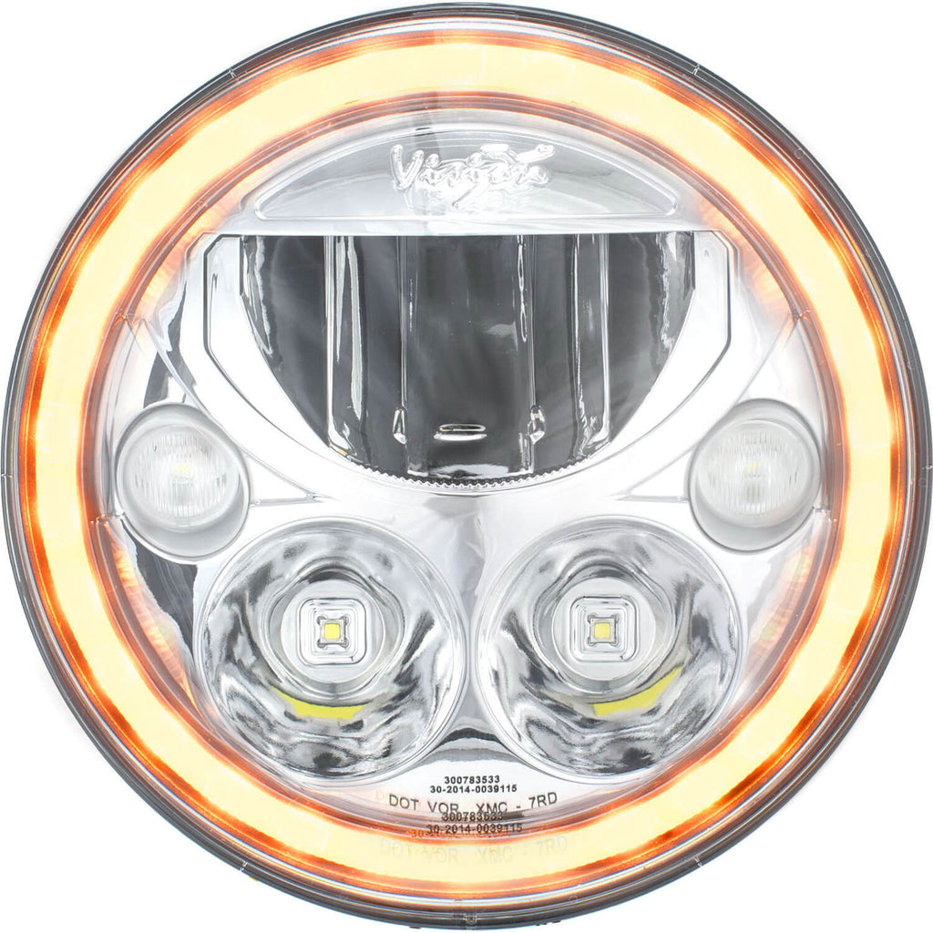 Single 7" Round Amber Halo VX Headlight (with Low-High-Halo)