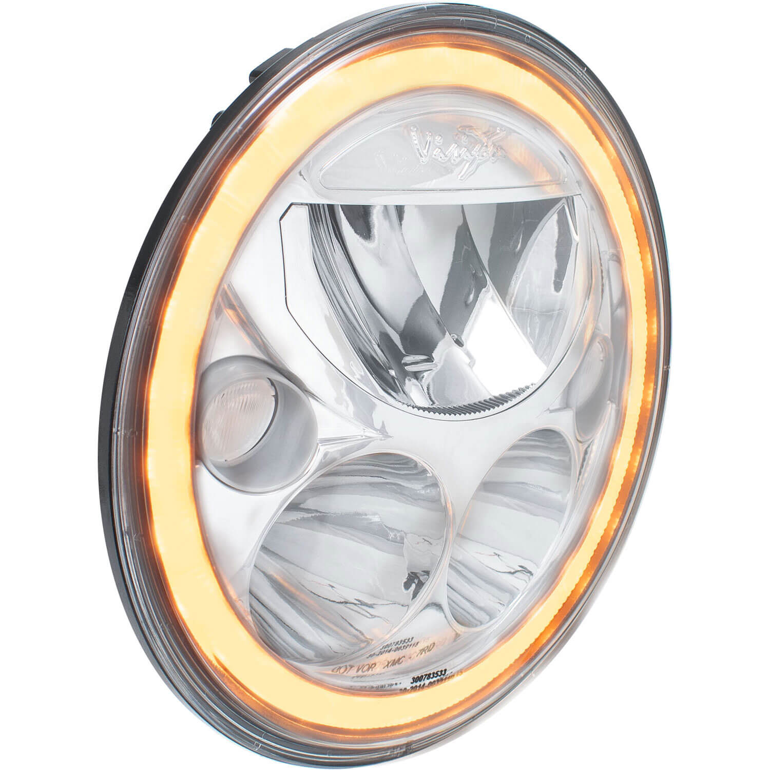 Single 7" Round Amber Halo VX Headlight (with Low-High-Halo)