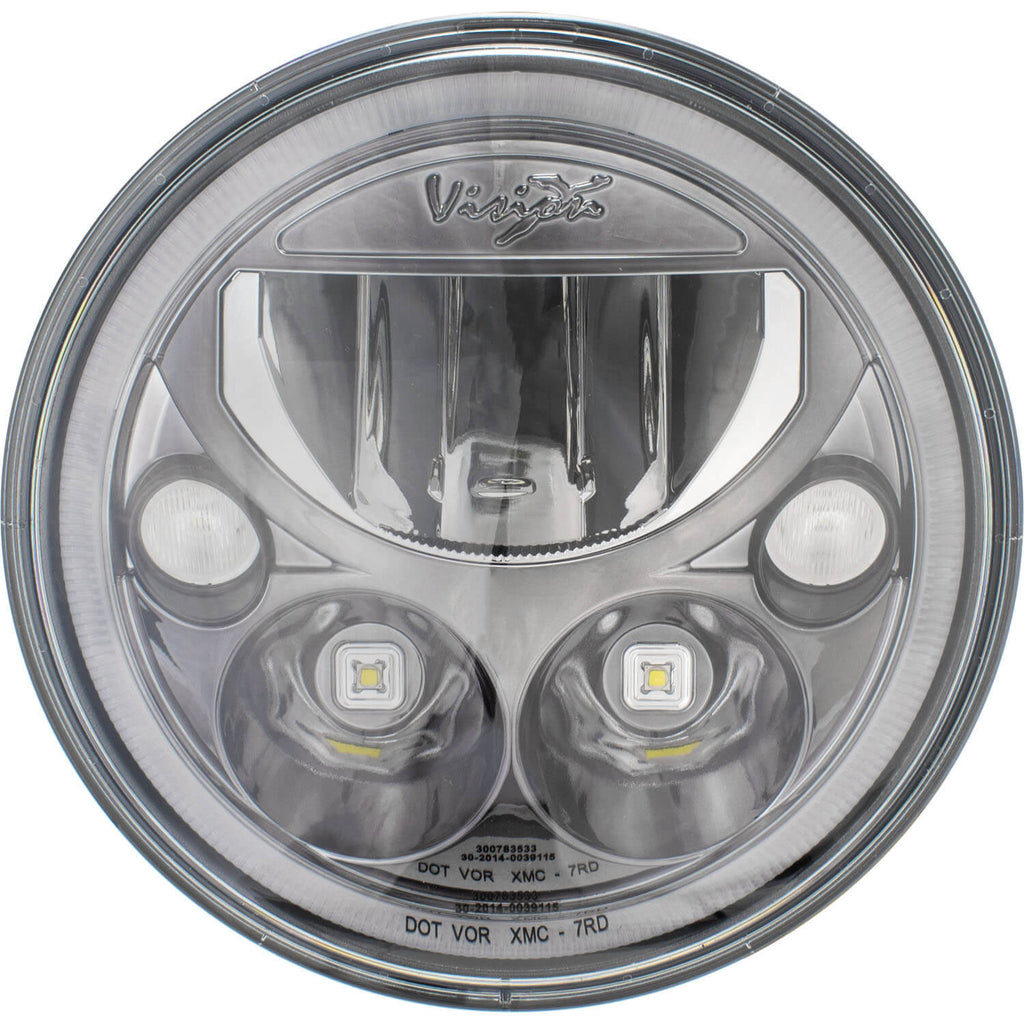 Single 7" Round Black Chrome VX Headlight (with Low-High-Halo)