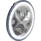Single 7" Round Black Chrome VX Headlight (with Low-High-Halo)