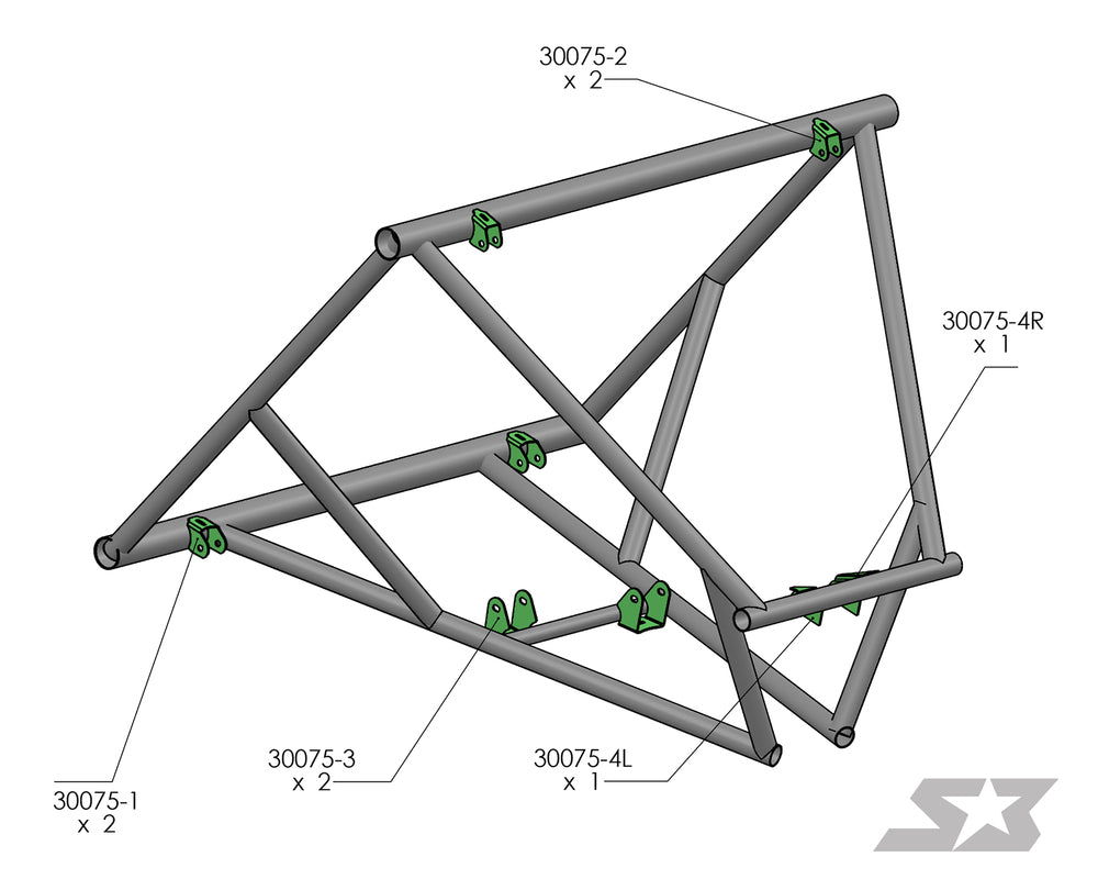 Canam X3 Powertrain / Rear Suspension Mount Weld-In Gusset Kit image 1