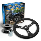 PRP Deep Dish Leather Steering Wheel Kit with Quick Release Hub with Universal Weld on Adaptor