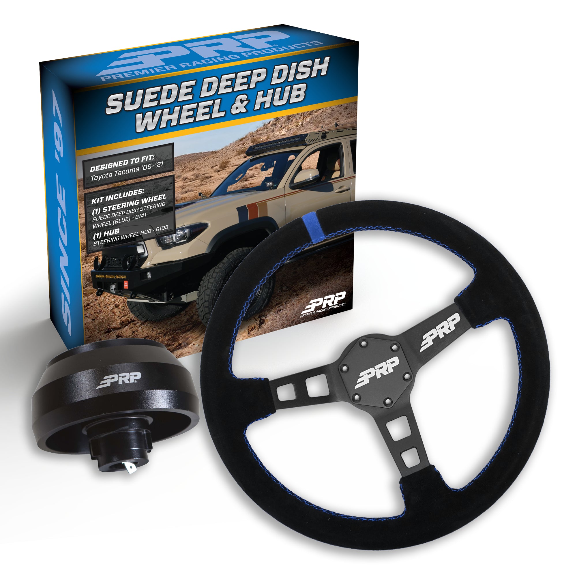 PRP Deep Dish Suede Steering Wheel Kit with Quick Release Hub Toyota, Lexus, Scion and Subaru