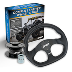 PRP Leather D-Shape Steering Wheel Kit with Quick Release Hub for Polaris RZR, Can Am X3, Arctic Cat Wildcat, EZ-GO, GEM, John Deere Gator