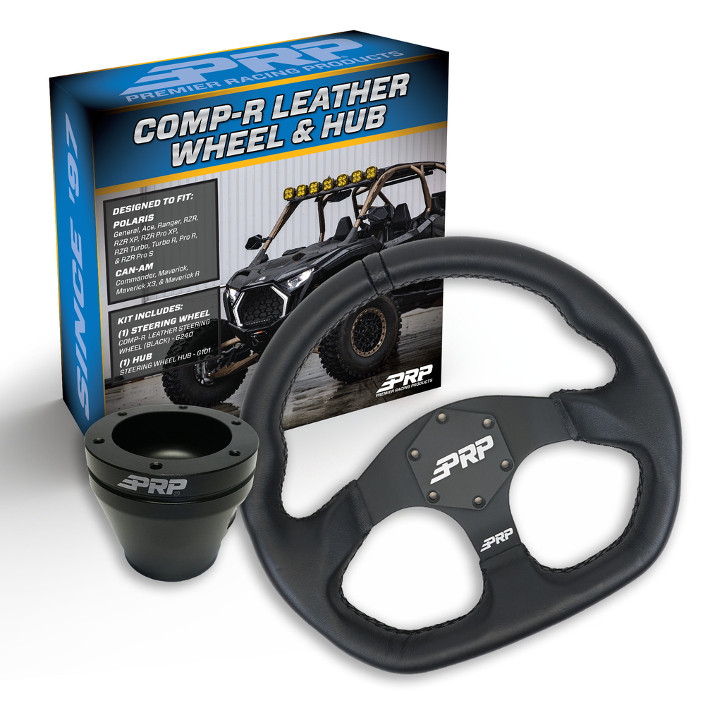PRP Leather D-Shape Steering Wheel Kit with UTV Hub