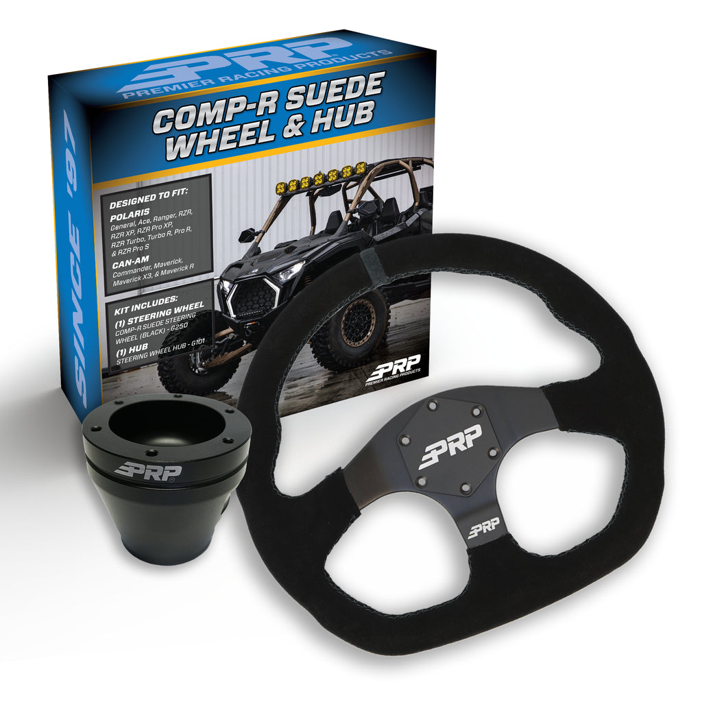 PRP Suede D-Shape Steering Wheel Kit with UTV Hub