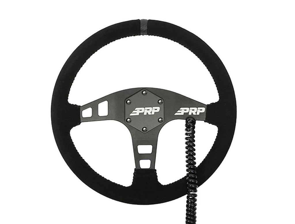 Heated Flat Suede Steering Wheel, Black