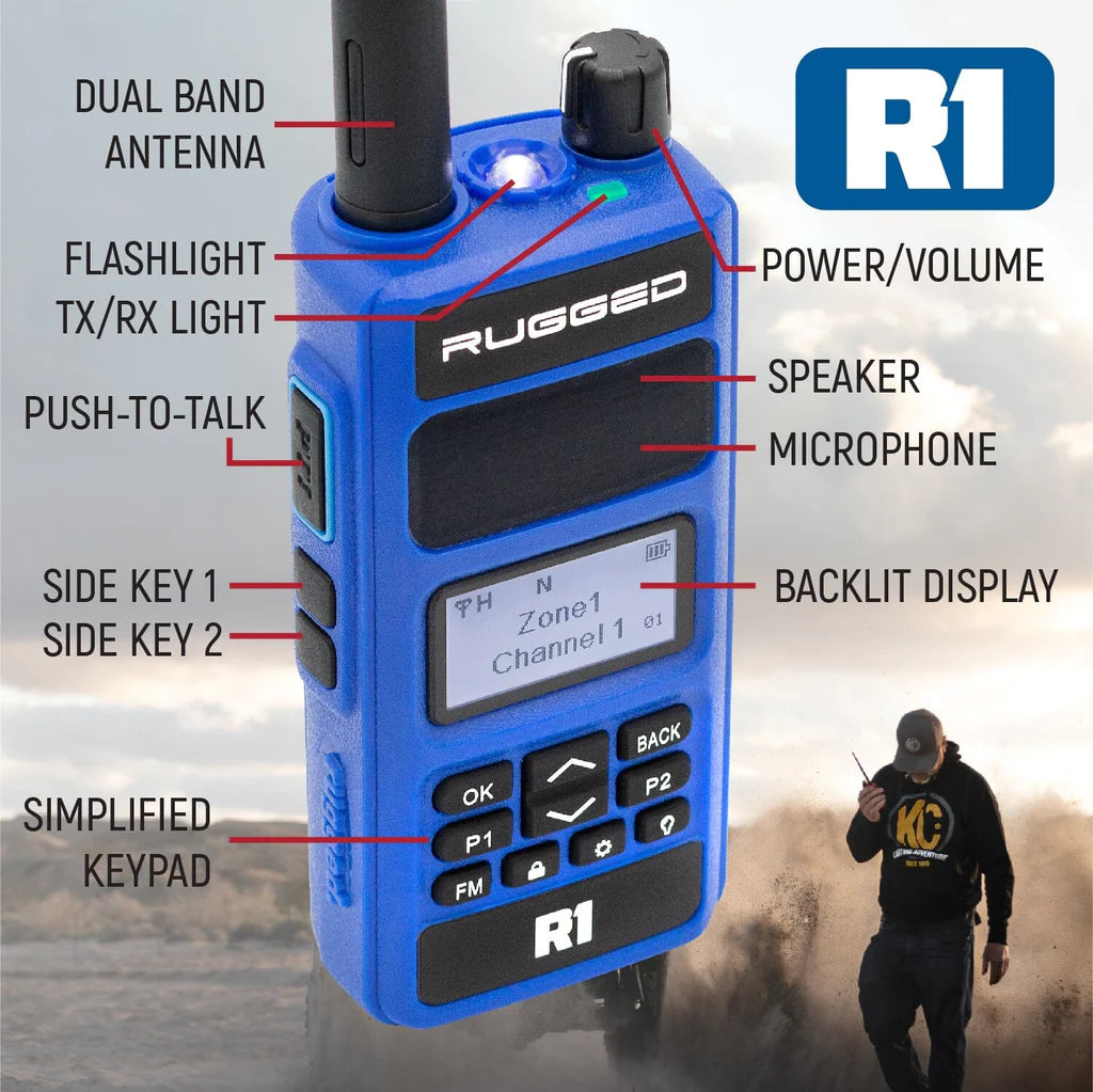 2 Pack - R1 Business Band Digital Analog Handheld Radio - By Rugged Radios image 4