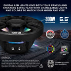 Can-Am Maverick X3 (2017-Up) Waterfall Center Console Speaker Pod Loaded with NXL-IQ 6.5" 2-Way Coaxial Marine Speakers and Digital LED Lights