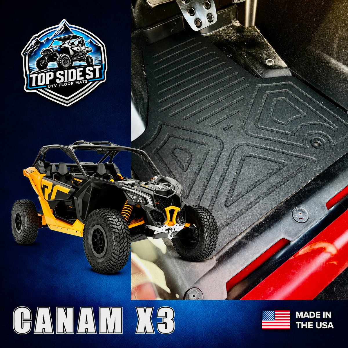CAN-AM Maverick X3 HD 9mm Rubber Mats (2016 - current) by Top Side Surface Treatments