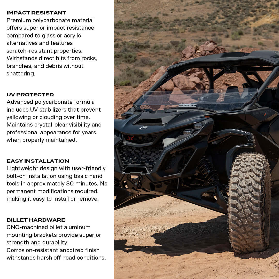 Can-Am Maverick R Polycarbonate Half Front Windshield