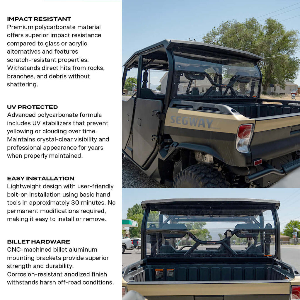 Segway UT10 Crew Polycarbonate Full Rear Windshield