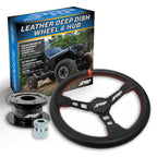 PRP Deep Dish Leather Steering Wheel Kit with Quick Release Hub with Universal Weld on Adaptor