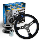 PRP Deep Dish Suede Steering Wheel Kit with Quick Release Hub for Polaris RZR, Can Am X3, Arctic Cat Wildcat, EZ-GO, GEM, John Deere Gator