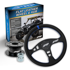 PRP Flat Leather Steering Wheel Kit with Quick Release Hub for Polaris RZR, Can Am X3, Arctic Cat Wildcat, EZ-GO, GEM, John Deere Gator