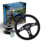 PRP Flat Leather Steering Wheel Kit with Quick Release Hub with Universal Weld on Adaptor