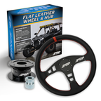 PRP Flat Leather Steering Wheel Kit with Quick Release Hub for Polaris RZR, Can Am X3, Arctic Cat Wildcat, EZ-GO, GEM, John Deere Gator