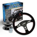 PRP Flat Suede Steering Wheel Kit with Quick Release Hub for Polaris RZR, Can Am X3, Arctic Cat Wildcat, EZ-GO, GEM, John Deere Gator