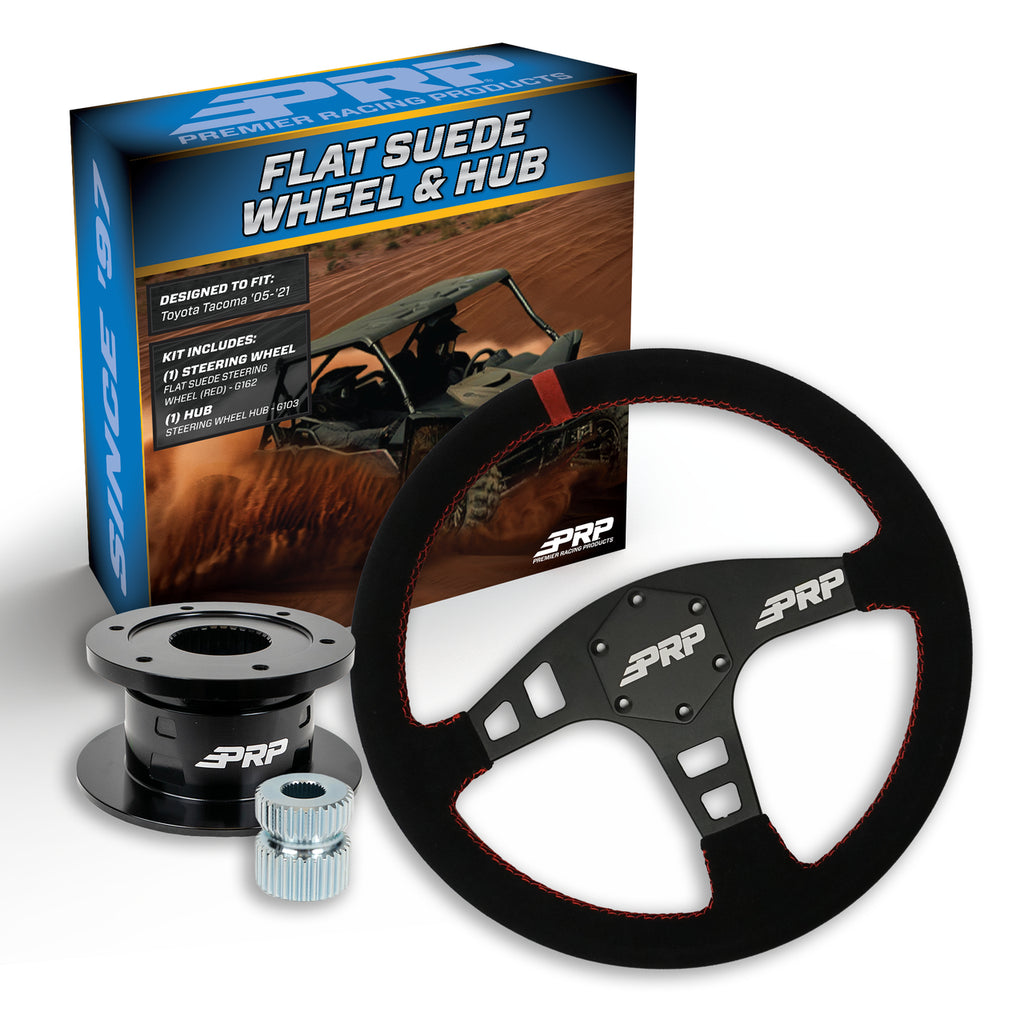 PRP Flat Suede Steering Wheel Kit with Quick Release Hub for Yamaha YXZ, Viking, Wolverine, Talon