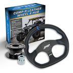 PRP Leather D-Shape Steering Wheel Kit with Quick Release Hub for Polaris RZR, Can Am X3, Arctic Cat Wildcat, EZ-GO, GEM, John Deere Gator