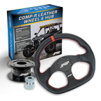 PRP Leather D-Shape Steering Wheel Kit with Quick Release Hub for Polaris RZR, Can Am X3, Arctic Cat Wildcat, EZ-GO, GEM, John Deere Gator