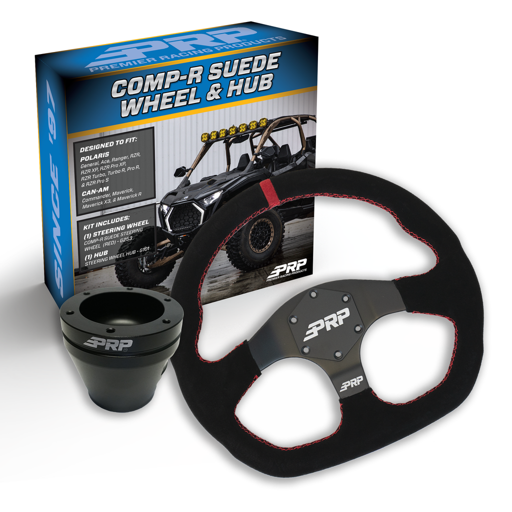 PRP Suede D-Shape Steering Wheel Kit with UTV Hub