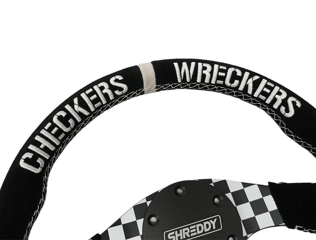 PRP X Shreddy Checkered Steering Wheel, D-Shaped