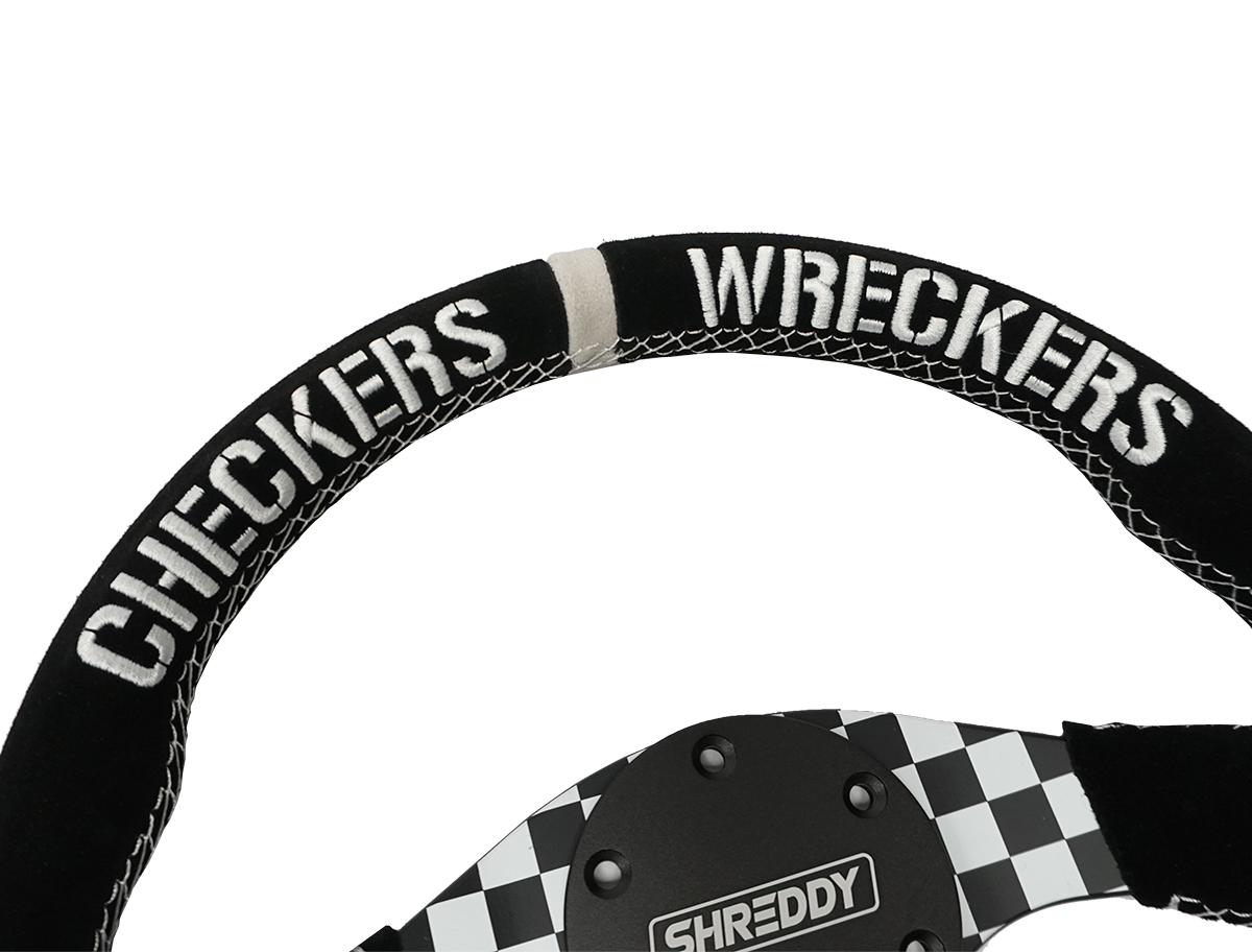 PRP X Shreddy Checkered Steering Wheel, D-Shaped
