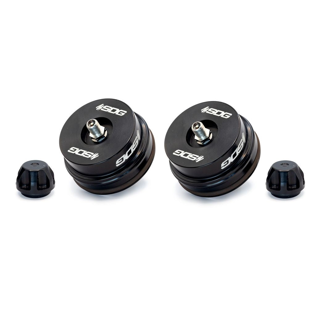SDG Billet Aluminum 2.5" Fox Upgrade Reservoir Schrader Endcap Kit by Suspension Development Group