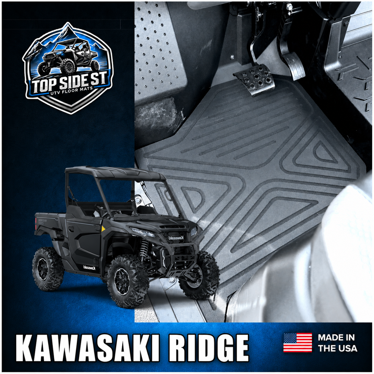 Kawasaki RiDGE HD 9mm Rubber Mats (2024 - current) by Top Side Surface Treatments