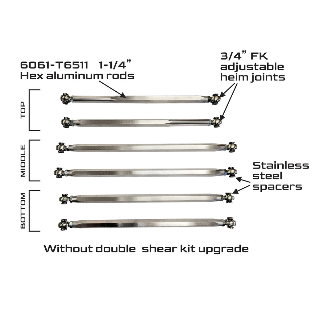 Can-Am Maverick R 6061 Radius Rods & Double Shear Kit