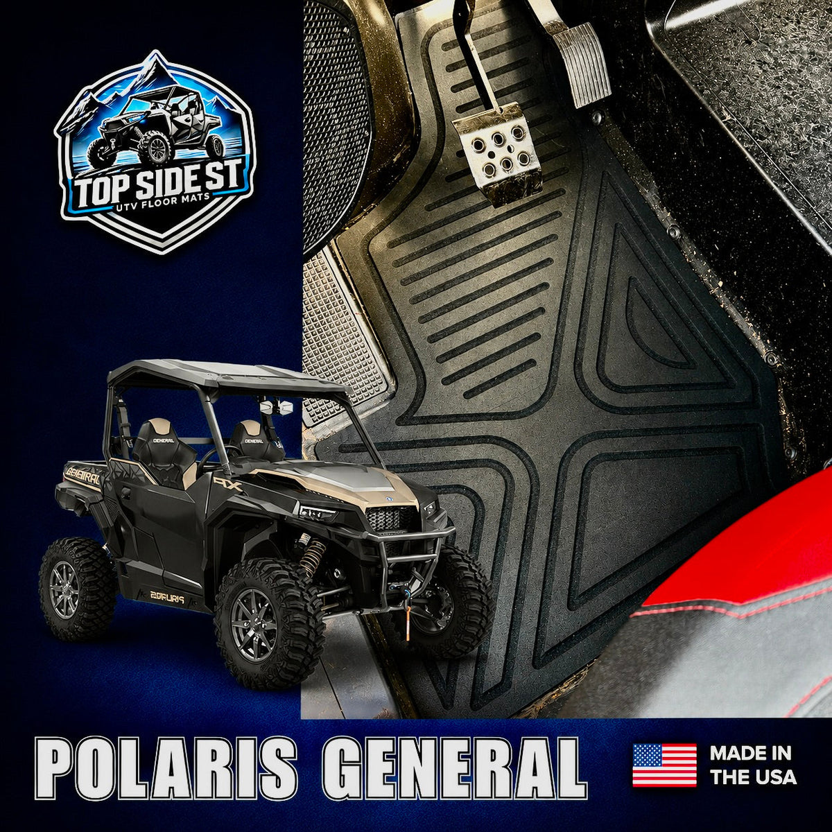 Polaris General 1000 HD 9mm Rubber Mats (2019 - current) by Top Side Surface Treatments