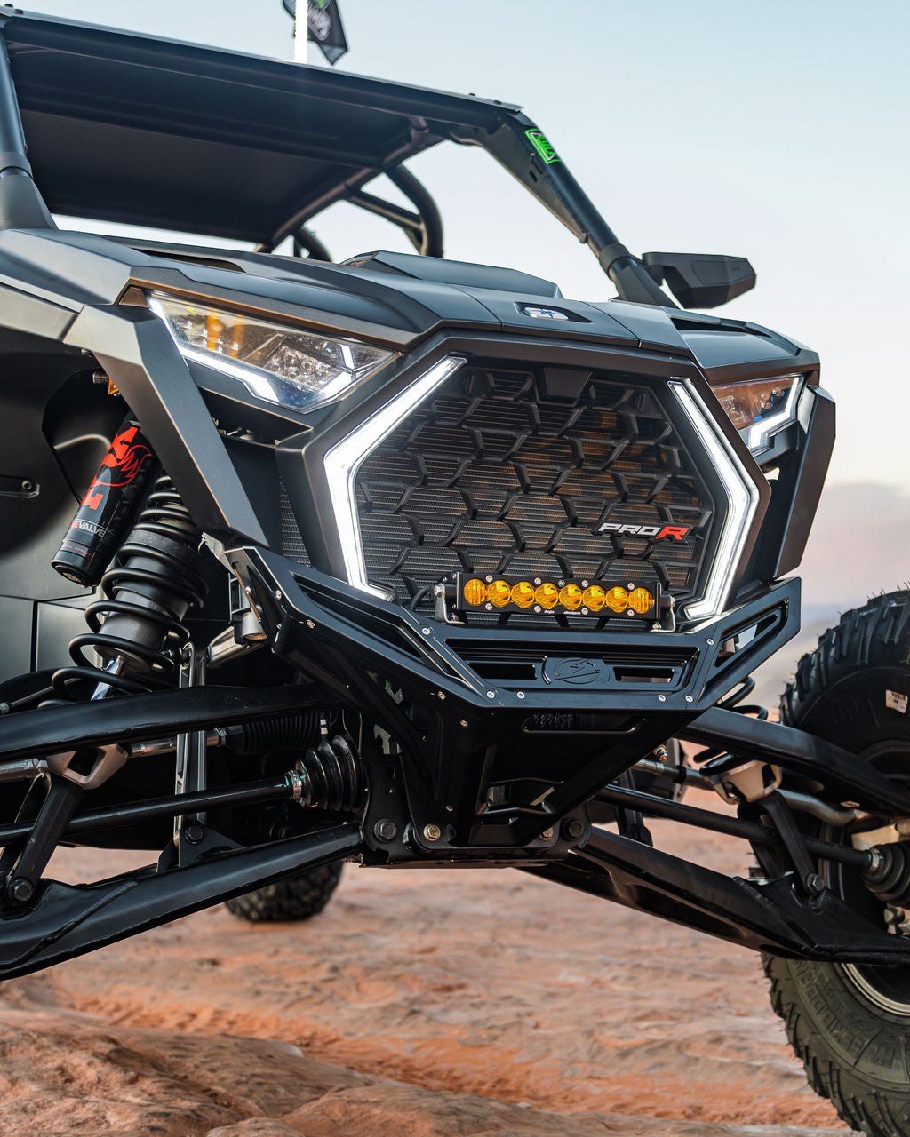 2022-2025 Polaris RZR Pro R, Pro S, Turbo R Machined Billet Front Winch Bumper (Black Anodize)