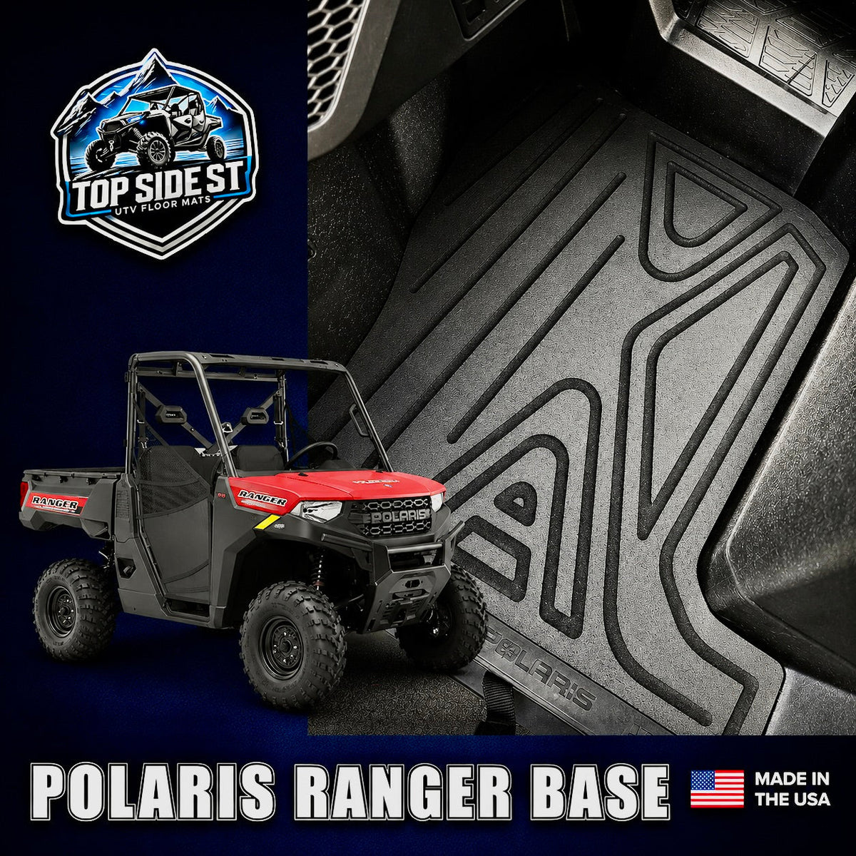 Polaris Ranger 1000 Non XP HD 9mm Rubber Mats (2025 to current) by Top Side Surface Treatments