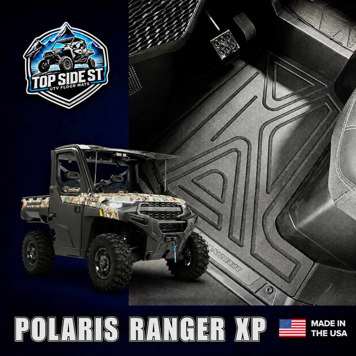 Polaris Ranger XP1000 HD 9mm Rubber Mats (2018 to current) by Top Side Surface Treatments