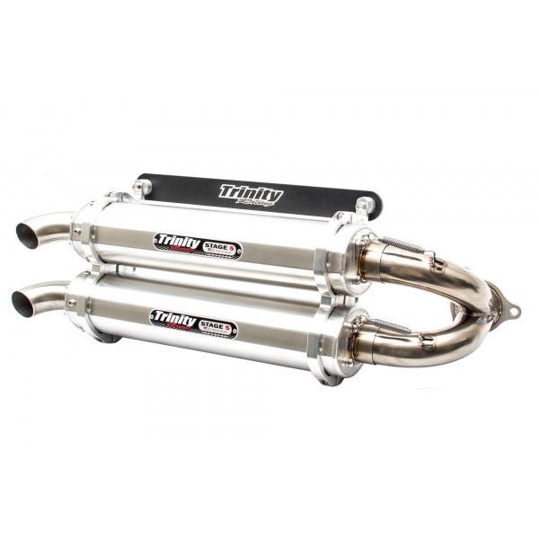 Rzr Xp Turbo/Turbo S Dual Slip-On Exhaust - Brushed 16-21 image 0