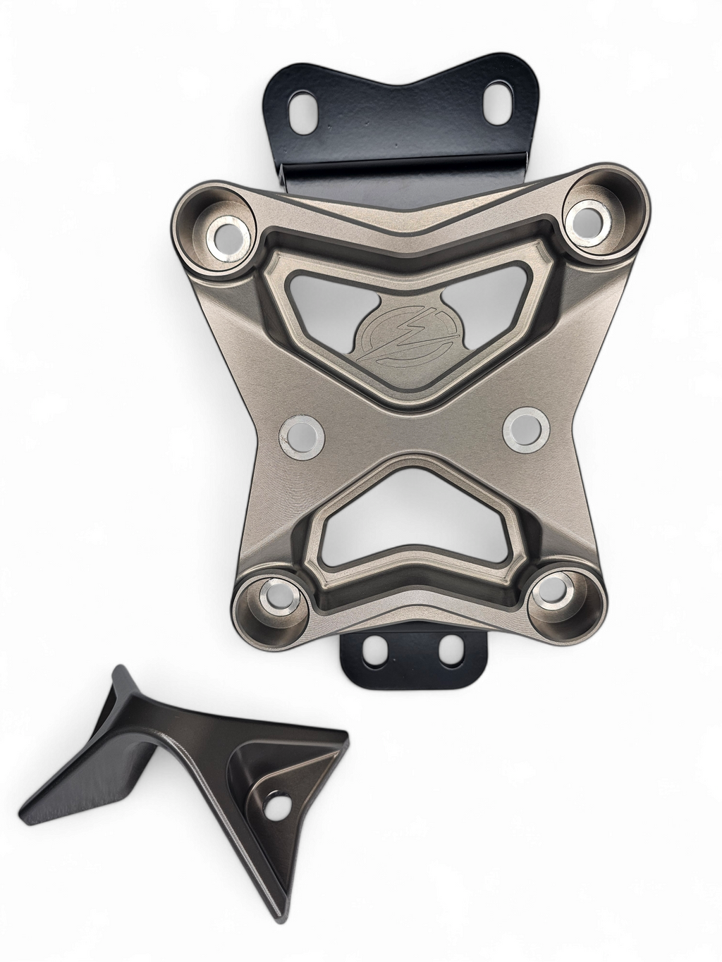 2022 to Current Can Am X3 10 Bolt Radius Rod Plate with Pull Hook (Grey Metal) image 4