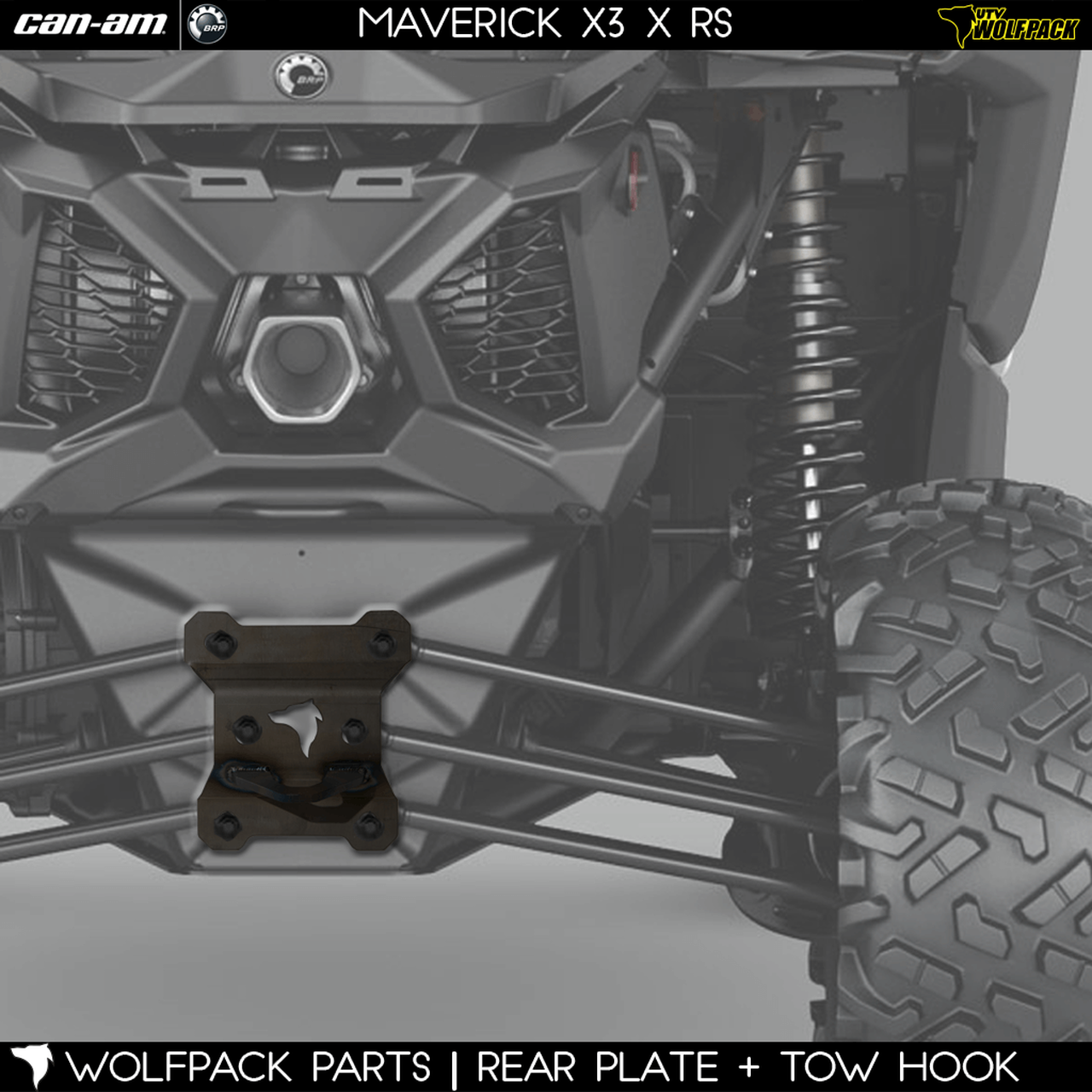 Can Am Maverick X3 Rear Radius Rod Plate Heavy Duty W/ Hook - Utv Wolfpack image 1